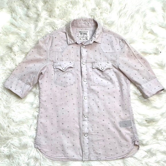 All Saints 1/2 Sleeve Pink Western Snap Button Down Shirt - Picture 1 of 13